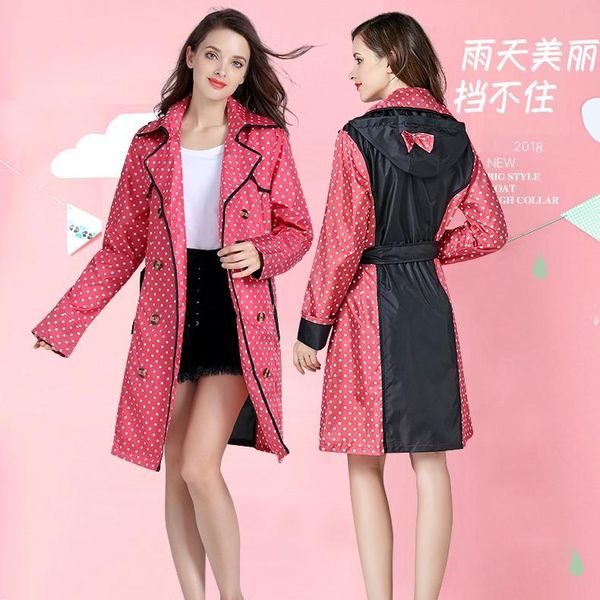 

raincoats fashionable cute bowknot raincoat light windbreaker style small fresh polka dot kawaii waterproof jacket