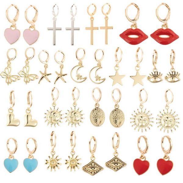 

dangle & chandelier yeyulin design 1pair bohemian gold color moon sun star earrings simple jewelry for women men fashion gift female, Silver