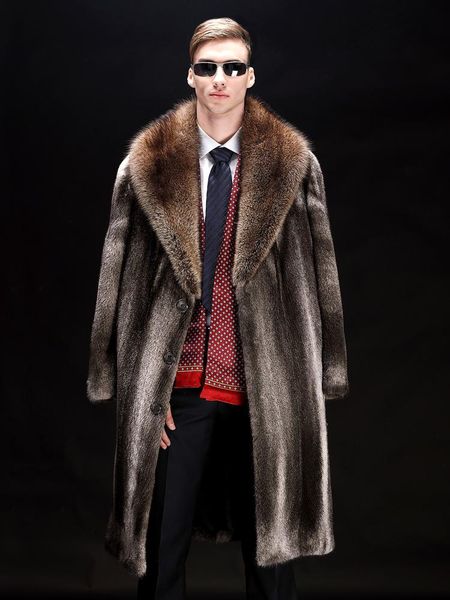 

men's leather & faux 2021 mens coat long trench brown jacket oversize parkas winter warm, Black