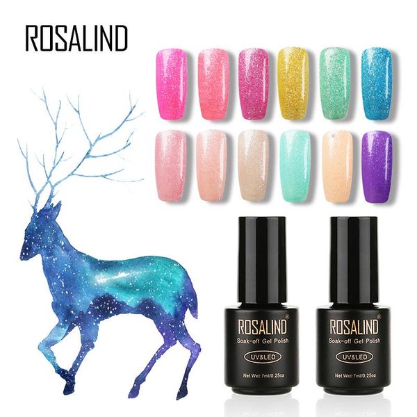 

nail gel rosalind 7ml polish diamond glitter uv base coat soak off semi permanent art hybrid varnishes manicure, Red;pink