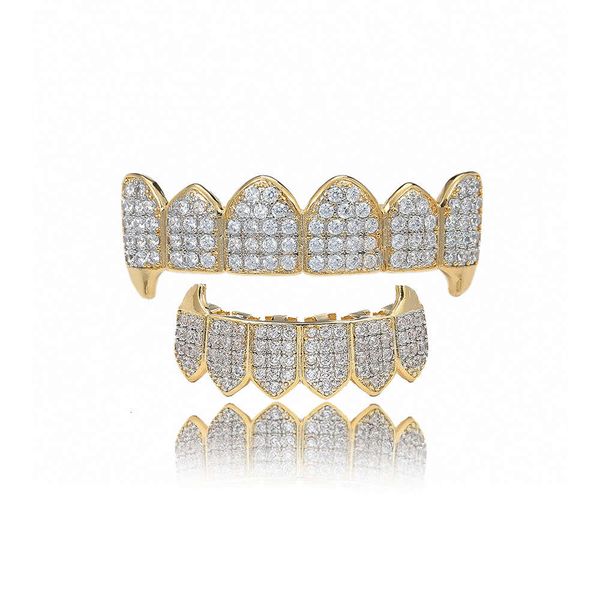 

hip hop braces teeth brace dental grills gold color braces vampire fangs micro zircon gold teeth trend decorative braces, Black