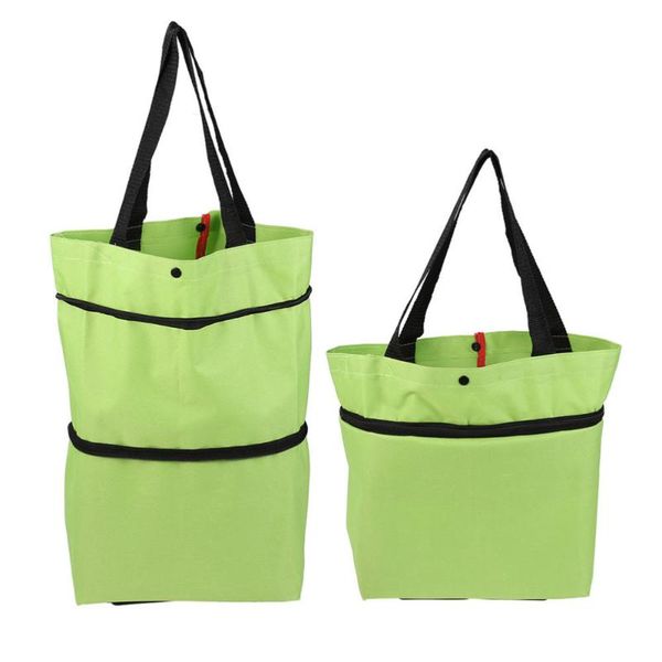 

storage bags 2pcs folding shopping pulley portable cart reusable pouches