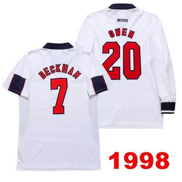 

1998 Retro soccer jerseys home owen Beckham Scholes football shirts in stock, No name no number