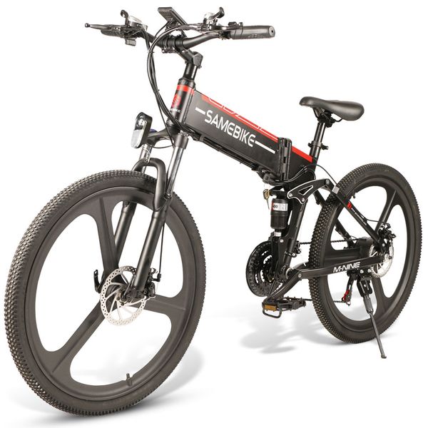 [AB Stok] SAMEBIKE LO26 26 inç Katlanır Akıllı Moped Elektrikli Bisiklet Güç Assisti 48 V 350 W Motor 10.4Ah E-Bike Açık Seyahat için