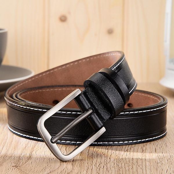 

belts 2021 women belt genuine leather for strap female pin buckle fashion vintage metal embossing fg4018n-4, Black;brown