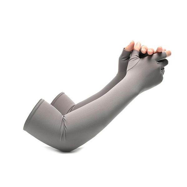 

cycling gloves spring summer long sleeves for men camouflage sunscreen quick dry driving anti-skid half finger arm sun well made, Black