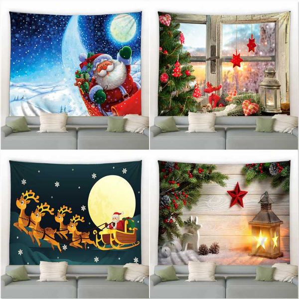 

tapestries christmas wooden board decoration tapestry bedroom living room wall hanging santa claus snowman xmas mat for year