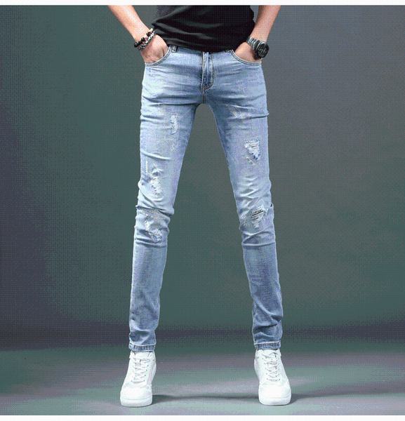

ws03130 fashion men's jeans 2021 runway european design party style men's clothing, Blue