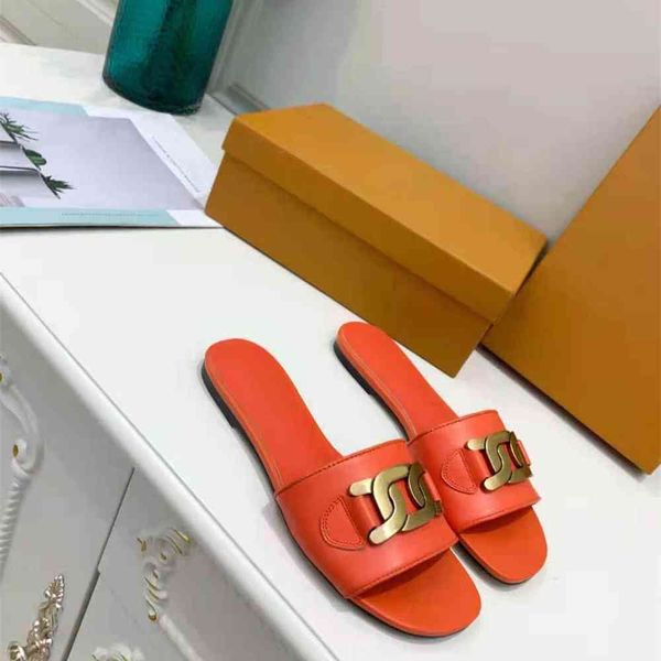 

70% off wholesale sandals flip-flops sandals flat heel metal buckle fashion holiday leather slippers women's summer wear, Black