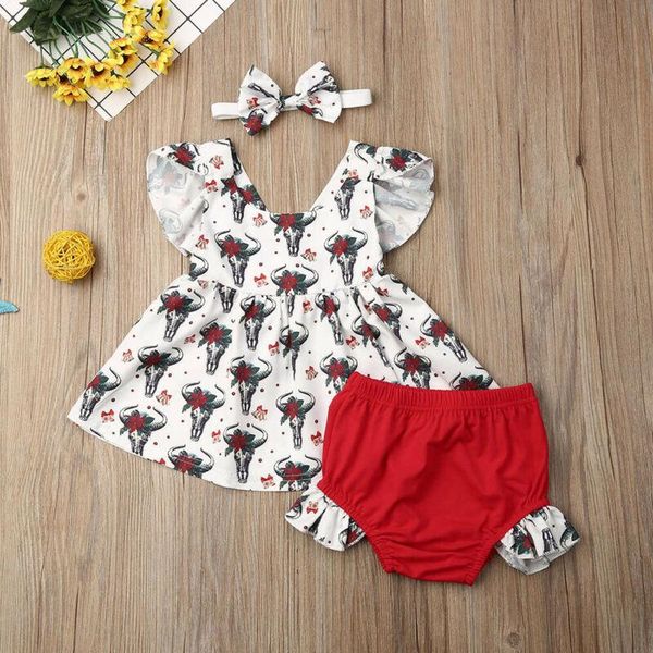 

baby & children's christmas born girl deer dress shorts pants headband outfit set clothing sets, White