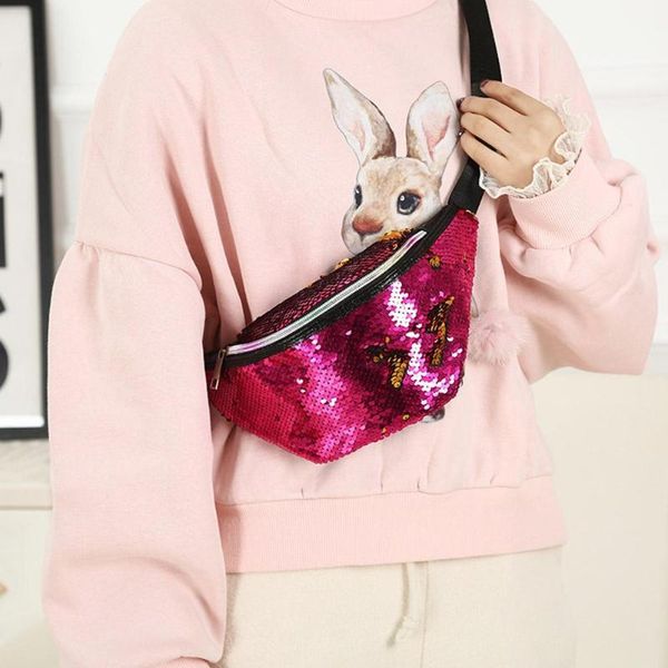 

waist bags sequins holographic fanny pack for women bag colorful belt zipper pouch packs travelling phone