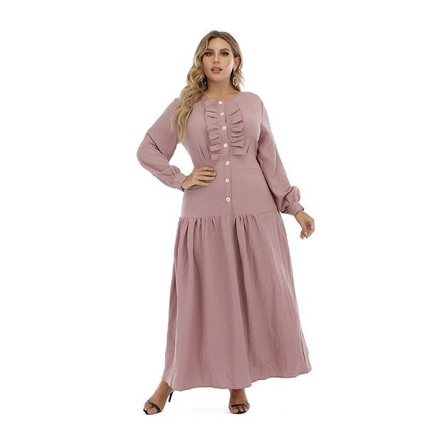 

plus size dresses elegant dress french style women ruffle pink party night vestidos autumn spring vintage long robe maxi 2021, Black