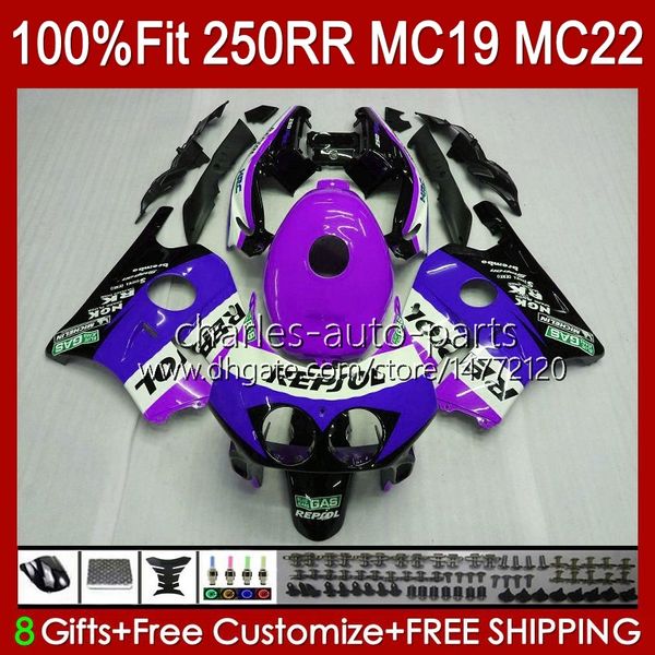 Karosserieeinspritzung für HONDA CBR 250RR 250 RR CC 250R MC19 88-89 Karosserie 112HC.193 CBR250RR 88 89 CBR250 RR CC 1988-1989 CBR 250CC 1988 1989 OEM-Verkleidungsset lila resp