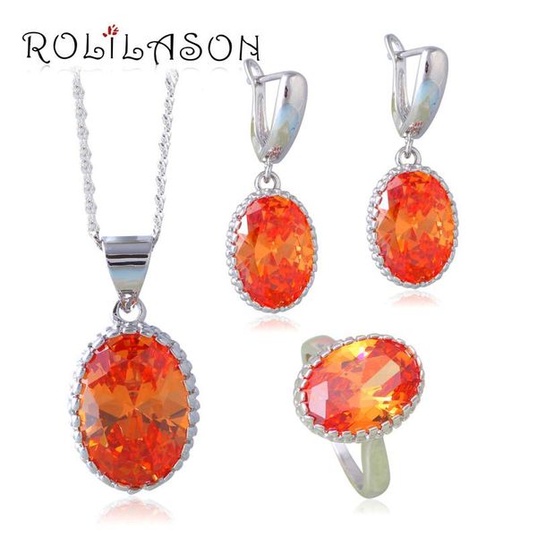 

earrings & necklace rolilason teemi cubic zirconlia jewelry set champagne bracelets necklaces brooches for wedding js650, Silver