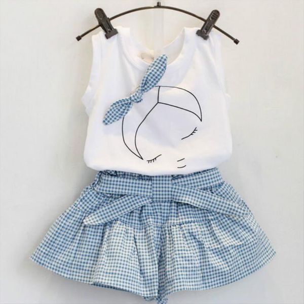 

brand summer baby girls clothing set fashion cotton print short sleeve t shirt shorts childrens clothes sport suit, White