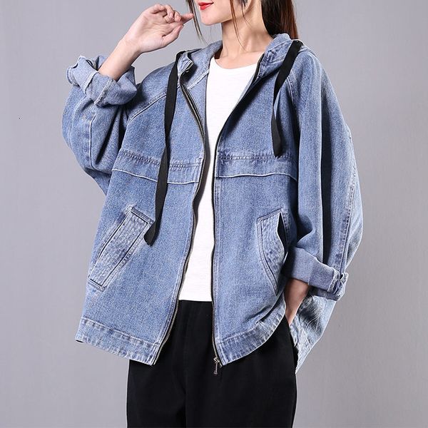 

tracksuits denim female short coat korean style loose big size hoodie jacket with sleeve bat mujer chaqueta kn048 fn9x, Gray