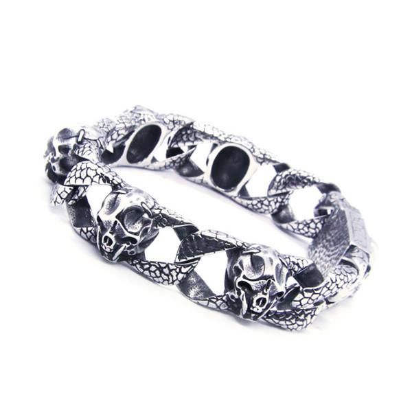 

charm bracelets titanium steel alien bracelet 316l stainless fashion jewelry men cool, Golden;silver