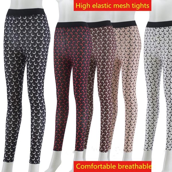 

women's leggings advanced street fashion sports bodybuilding pants high elastic and breathable crescent mesh, Black