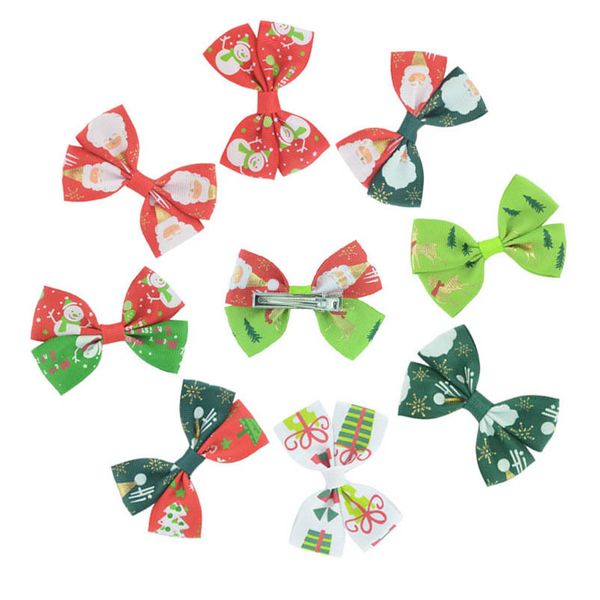 

girls hair accessories hairclips bb clip barrettes clips children's christmas double-layer ribbed ribbon bow cute baby headdress d3148, Slivery;white