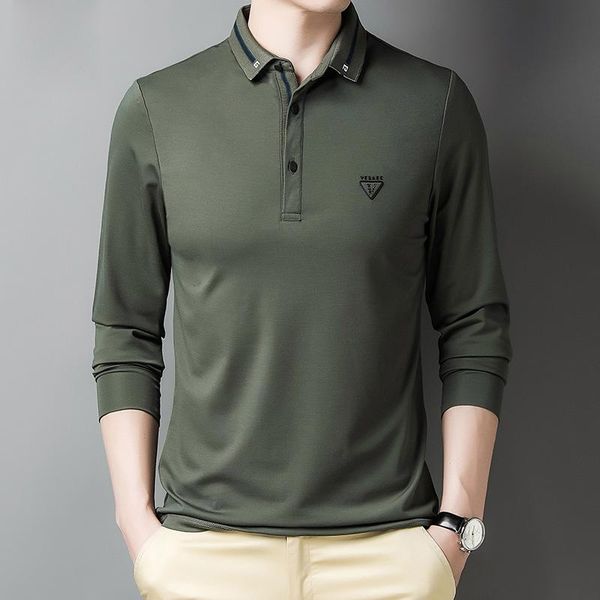 

men's polos 2021 autumn business urban shirt brand slim long sleeve male, White;black