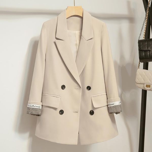 

women's suits & blazers fashion big button up collar camel female blazer office lady elegant with pocket loose women spring autumn clot, White;black