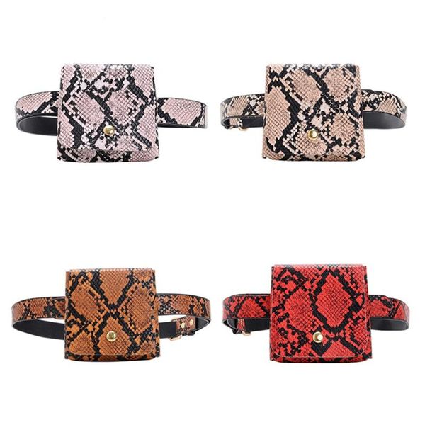 

women belt bag snake pattern pu detachable waist packs female fashion funny bags