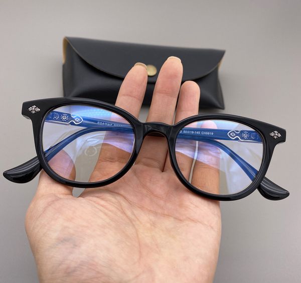 

krossing glasses art plate round frame small face men's and women's versatile myopic flat lens, White;black