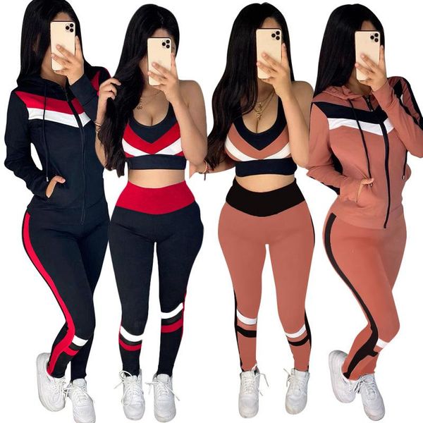 

women's tracksuits 2021 woman suit fashion est sport 3 pieces, Gray