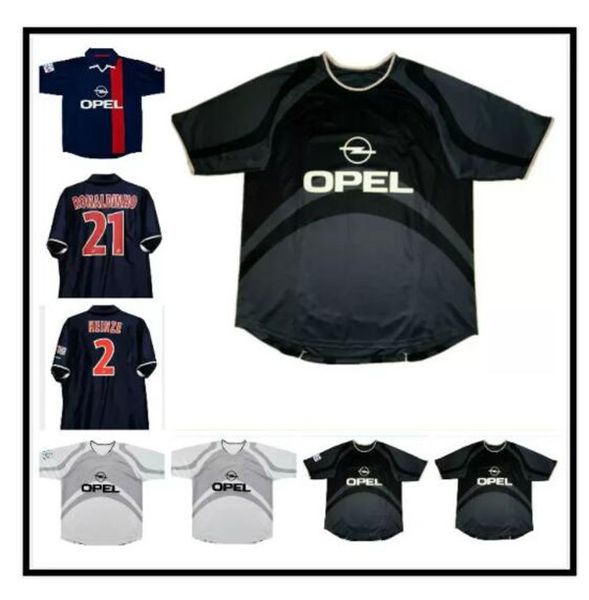 

#10 ronaldinho chulapa 2001 2002 retro paris soccer jerseys home away third classic commemorate vintage llacer football shirt 01 02 maillot, Black;yellow