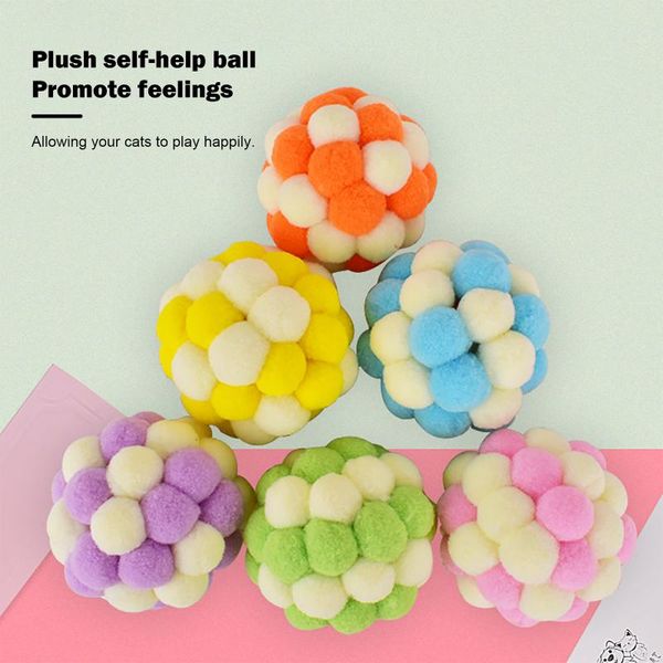 

cat toys 3pcs colorful balls toy bell soft kitten plush bouncy pets interactive for indoor playing training chewing pet supplies