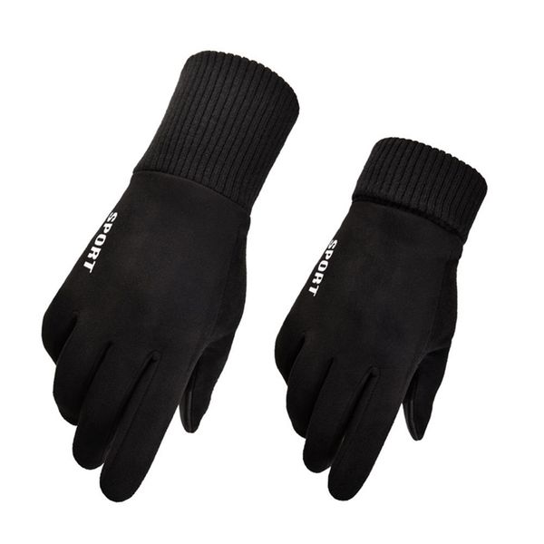 

layer suede men' thick warm gloves winter black 211124, Blue;gray