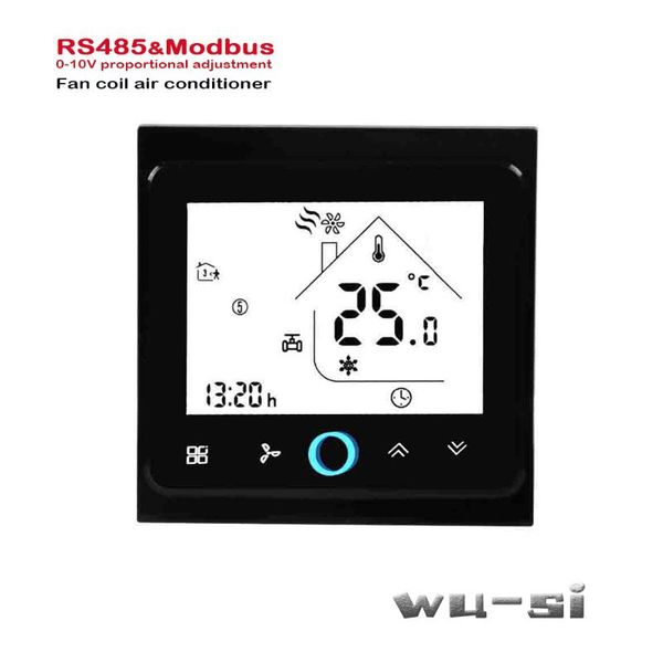 

smart home control 4pipe 2pipe heat cool modbus& rs485 rtu communication 0-10v signaal for fan coil unit,95-240vac,24vac optional