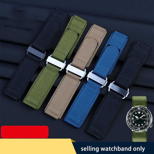 Colling Canvas Watchband para S-E-Iko B R Nylon Velcro BR Relógio Band Rugged Ao Ar Livre 22mm 24mm Nylon Man Watch Strap H0915