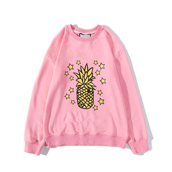 

fashion autumn winter classic designer pineapple sweatshirt ins trend same style lovers hoodies 100% cotton womens sweatshirts size m-xxl, Black