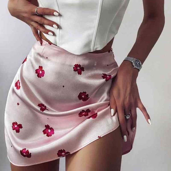 

casual dresses sweet floral print satin mini skirt y2k korean style summer high waist a-lin bodycon harajuku streetwear clothes f, Black;gray