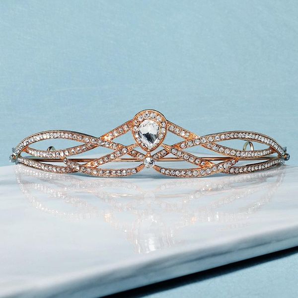 

hair clips & barrettes bridal crown headwear semi-circle luxury alloy rhinestone inlaid headband for female wedding birthday accessories jl, Golden;silver