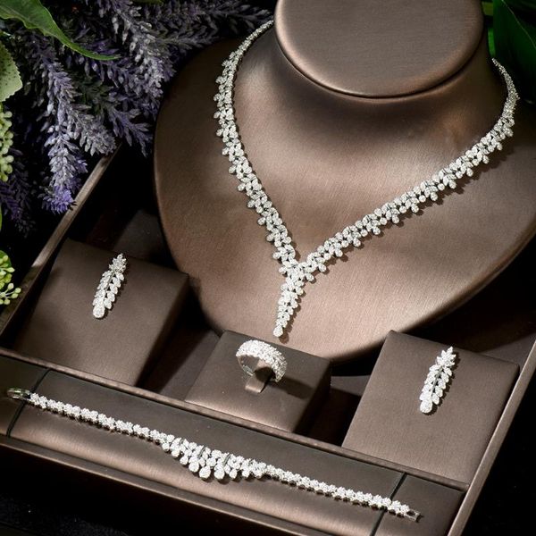 Ohrringe Halskette HIBRIDE Verkauf Afrikanische 4pc Braut Schmuck Sets Mode Dubai Set Für Frauen Hochzeit Party Zubehör Bijoux N-1831