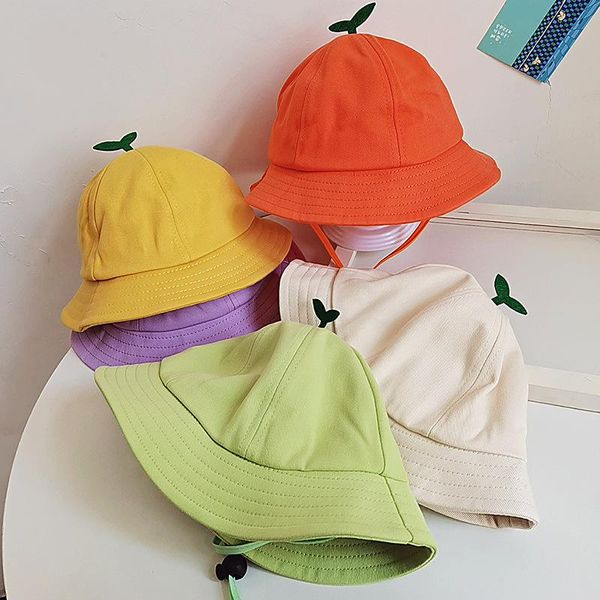 

caps & hats cartoon little grass baby hat summer cotton boys girls bucket cute infant toddler kid sun beach cap breathable children, Yellow