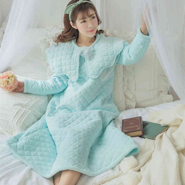 

women's sleepwear winter nightgown women cotton thickened long vintage priness night warm highquality i7rl, Black;red