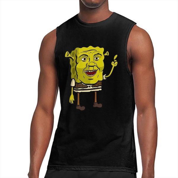 

shrek comedy film shrekbob squaredick bodybuilding muscle tank men gyms fitness workout sleeveless male shirt vest, White;black
