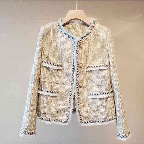 

thin sleeve fine jacket wool outwear single breasted bordella sequins tweed women's jackets her pink palid neck, Black;brown