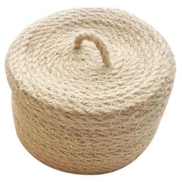 

jute deskstorage basket key sewing bag snack sundries box with lid baskets