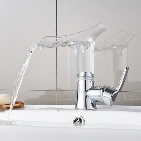 

bathroom sink faucets faucet waterfall chrome brass basin tap mixer