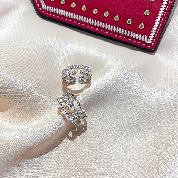 

wedding rings luxury shiny cubic zirconia white opening adjustable ring for woman trendy simple bride engagement jewelry gifts, Slivery;golden