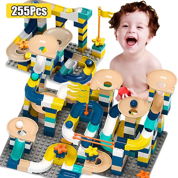 

blocks marble race run maze ball track building blocks plastic funnel slide assemble bricks compatible ed