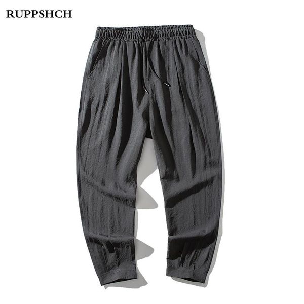 

men's pants 2021 spring and autumn casual men sports solid color breathable fitness running nine-point, Black