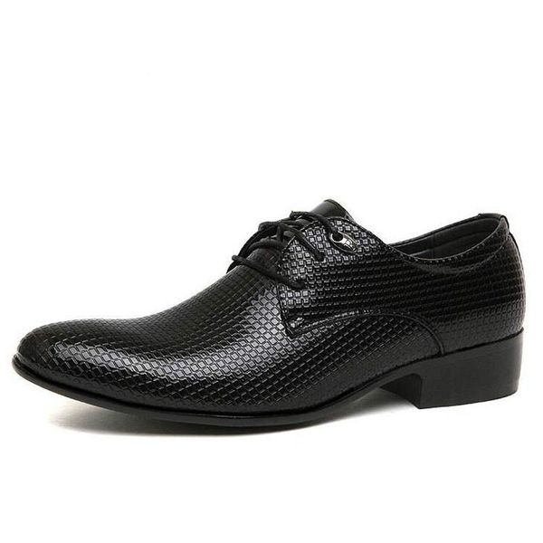 

dress shoes mens work lace up casual flats oxfords wedding business patent leather pointed toe, Black