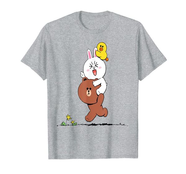 

cute brown bear cony bunny rabbit duck sally lovers running t-shirt, White;black