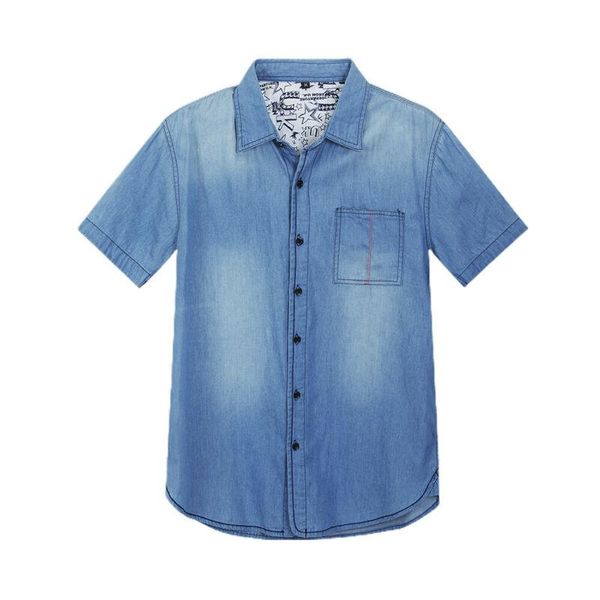 

men's casual shirts short sleeve denim shirt summer 2021 fashion button up mens solid turn-down collar pockets tee holiday style, White;black