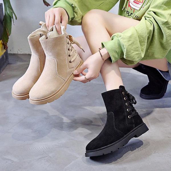 

boots women's shoes 2021 temperament solid color cold black khaki